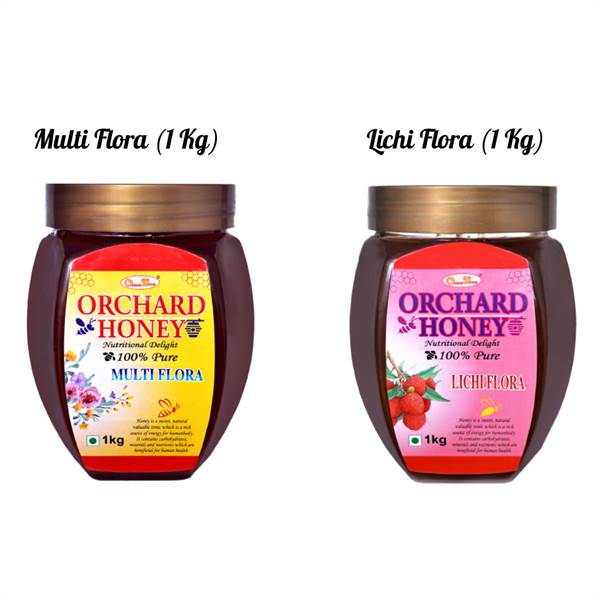 Orchard Honey Combo Pack (Multi Flora+Lichi) 100 Percent Pure and Natural (2 x 1 Kg)